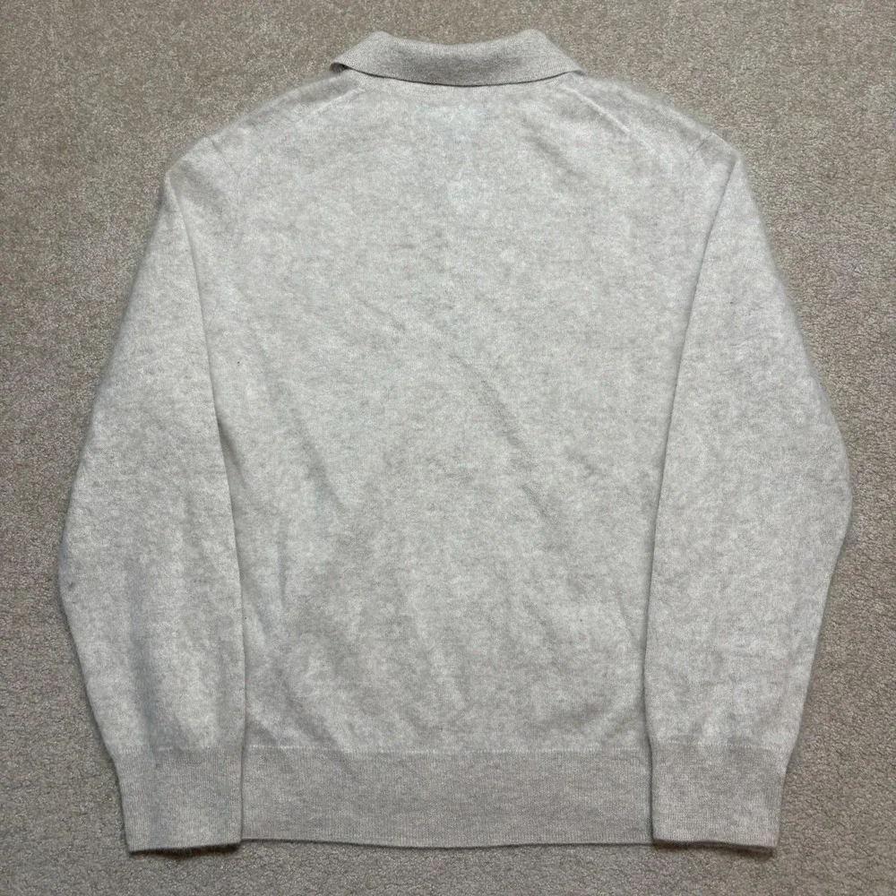 Banana Republic Brushed Cashmere Polo Sweater Mens Large Beige Cozy Preppy Soft